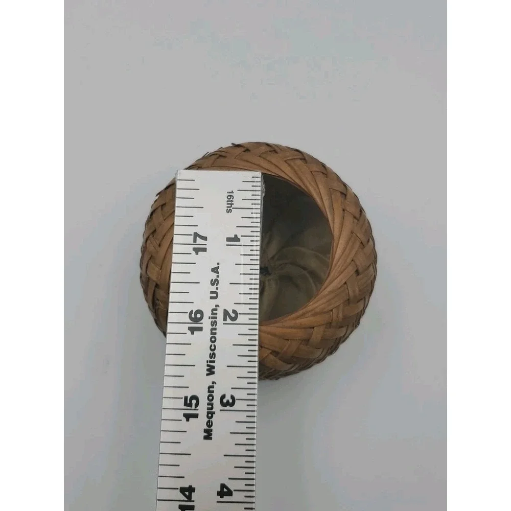 Handwoven Mini Basket Bowl Wicker Reed Rustic Primitive Cottage Decor Lined
